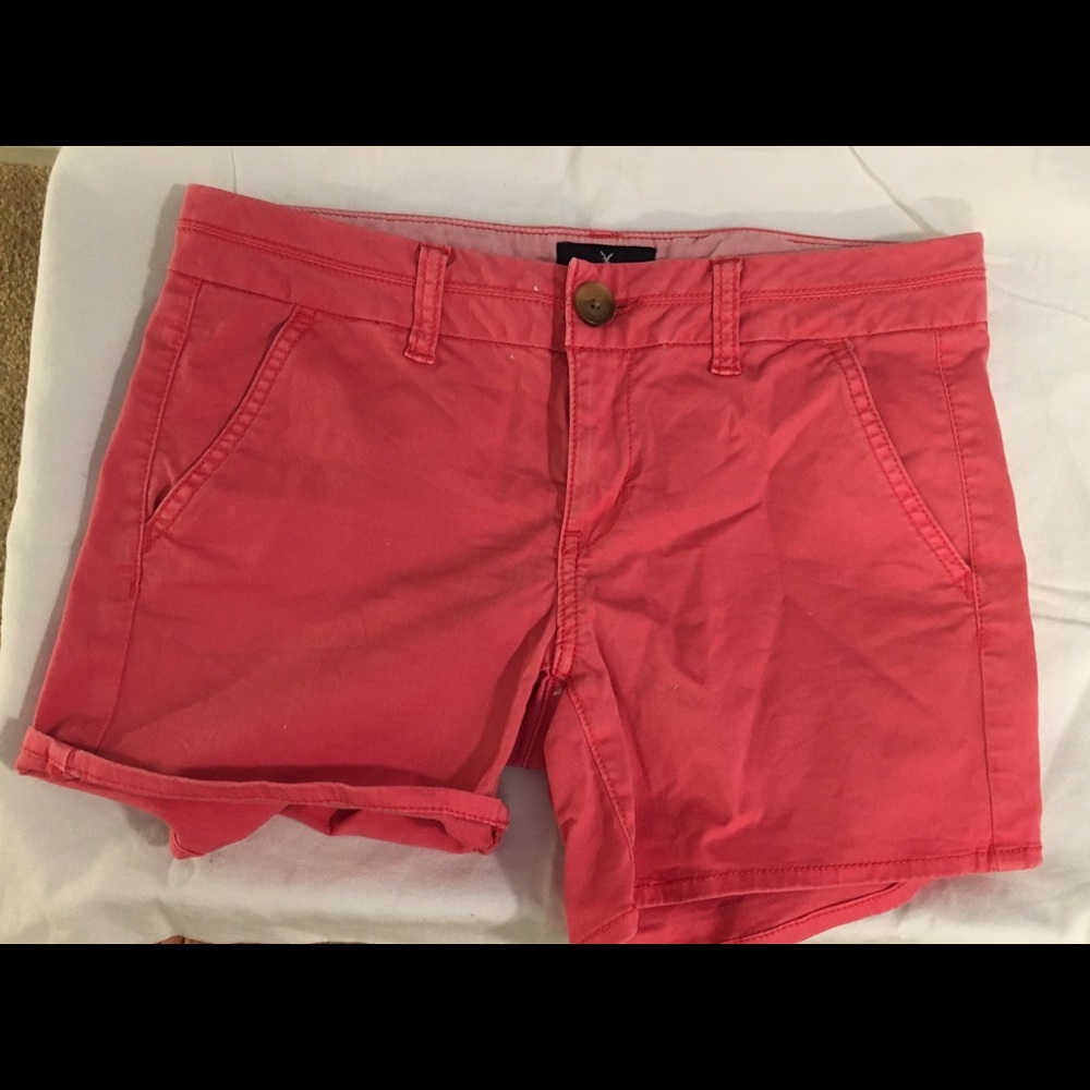 Coral American Eagle Midi Shorts